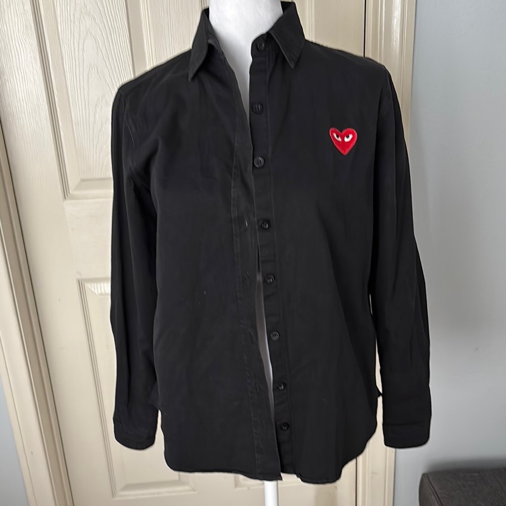 Comme des Garcons PLAY Black Blouse with Red Heart